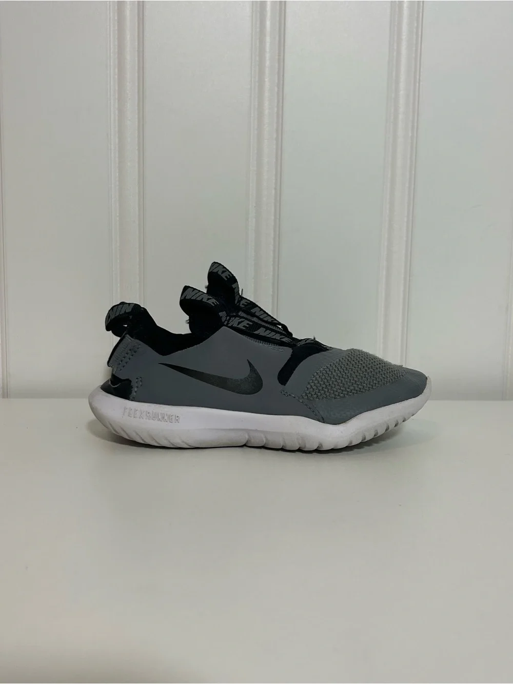 Nike flex runner black grey slip on toddler